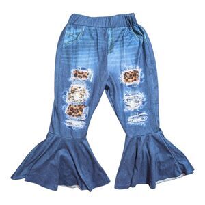 SHEIN Toddler Bell Bottom Jeans 18–24M Leopard Patch Flare Pants